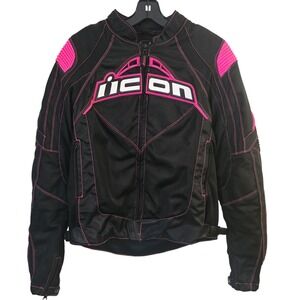 Icon Hella Mesh Riding Motorcycle Jacket Womens Pink Sport Bike Street Medium